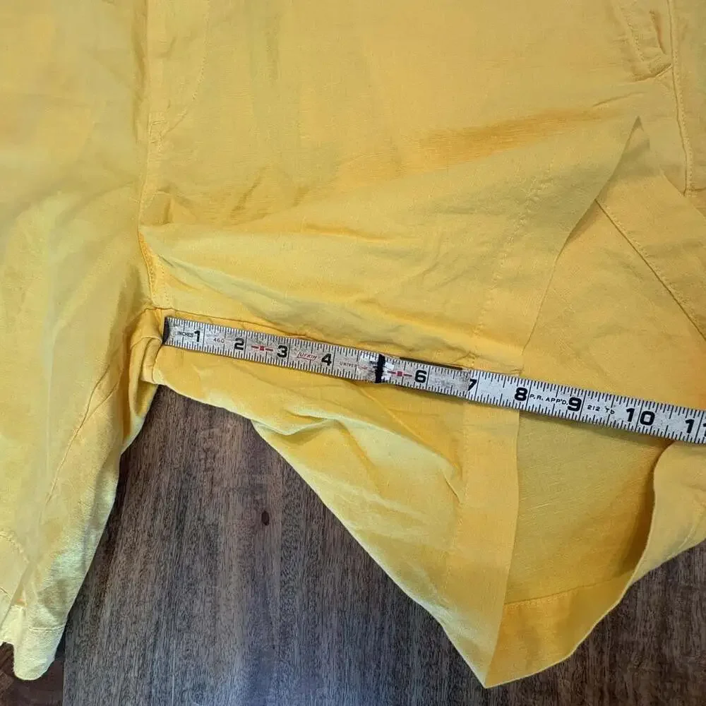 Polo Ralph Lauren Shorts Mens 38 Yellow Linen Cotton Chino 8 Inch Inseam Casual